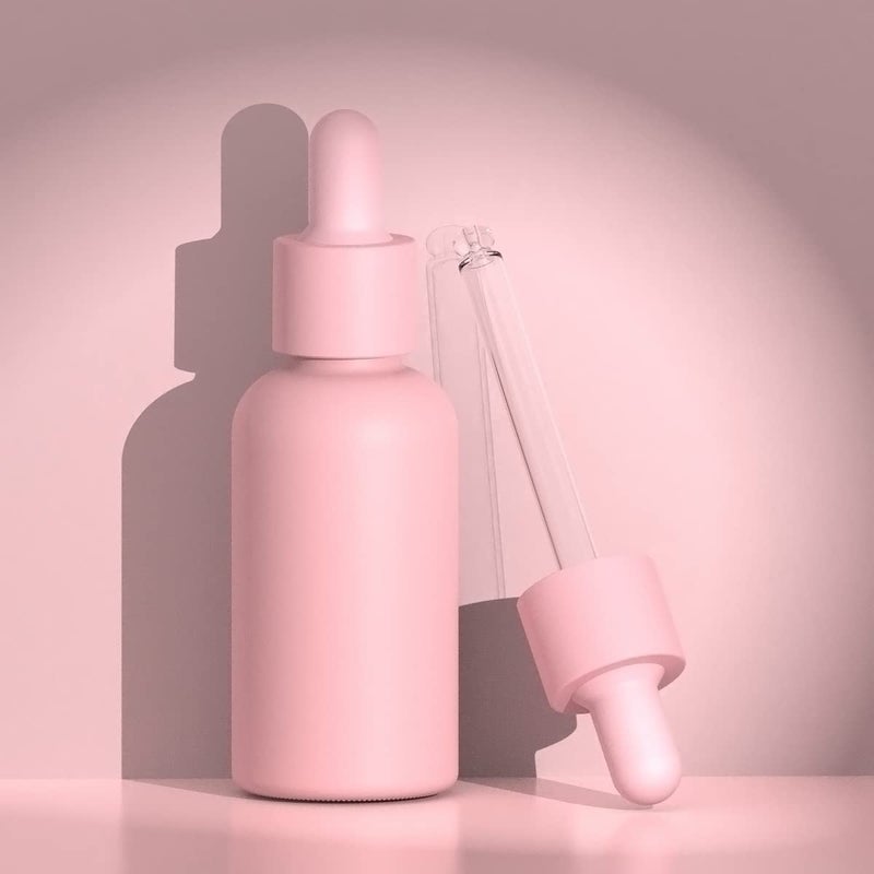 seafulee 1oz Pink Coated Glass Dropper Bottles (30ML) with Glass Eye Droppers - Pack of 6 - Image 5